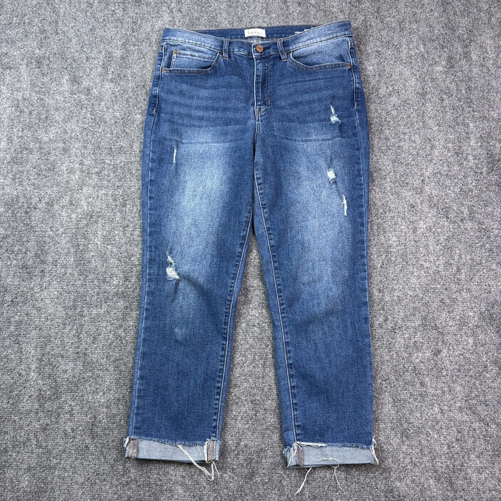 Nicole Miller Jeans Womens 10 SOHO High Rise Skinny Crop Cuffed Blue Denim